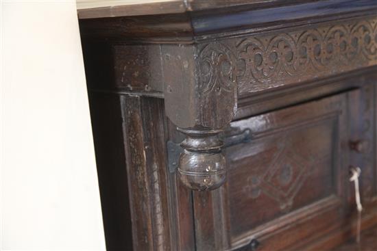 A 17th century oak court cupboard, W.5ft 8in. D.1ft 11in. H.5ft 1in.